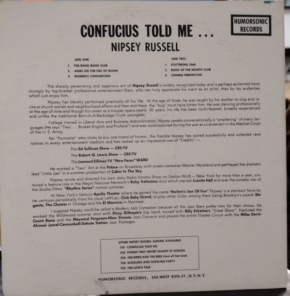 Nipsey Russell : Confucius Told Me... (LP, Album)
