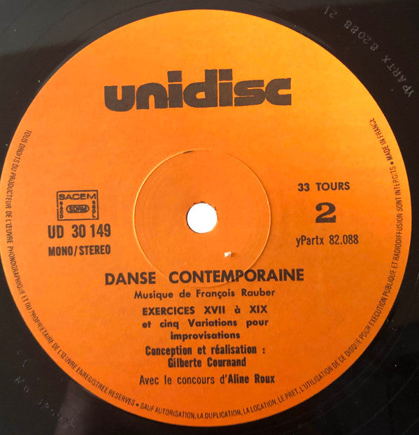 François Rauber : Danse Contemporaine - Musique Pour Exercices Et Improvisations (LP, RE)