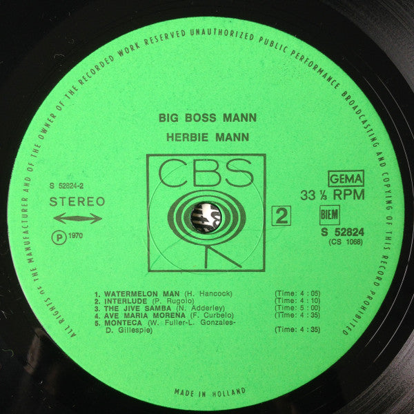 Herbie Mann : Big Boss Mann (LP, Album, RE)