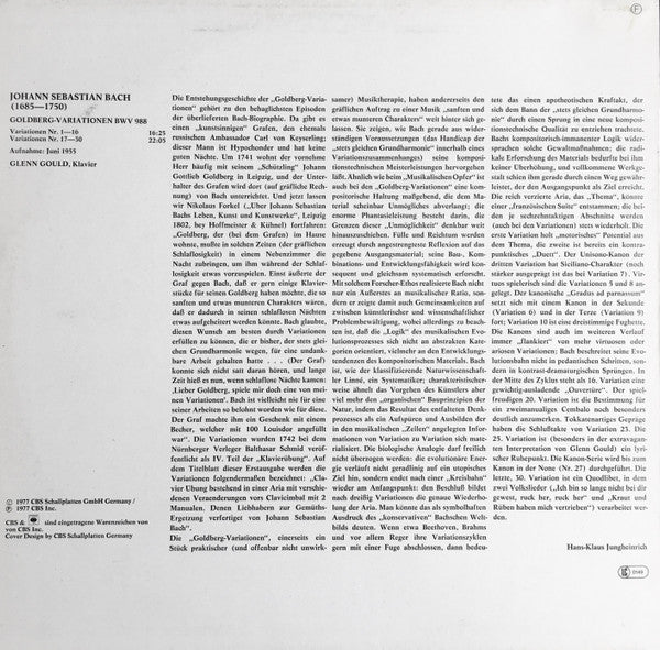 Johann Sebastian Bach  - Glenn Gould : Goldberg-Variationen BWV 988 (LP)