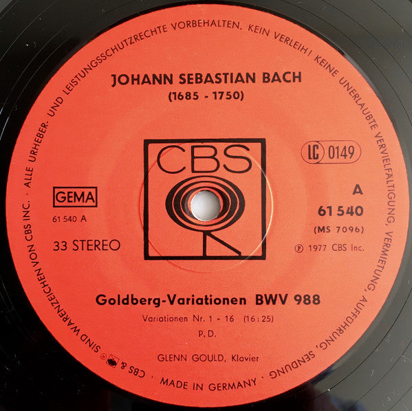Johann Sebastian Bach  - Glenn Gould : Goldberg-Variationen BWV 988 (LP)