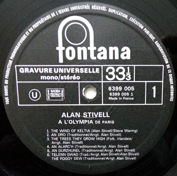 Alan Stivell : À L'Olympia (LP, Album, Mono)