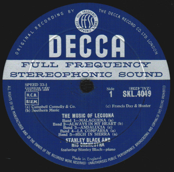 Stanley Black & His Orchestra : Music Of Lecuona (LP)
