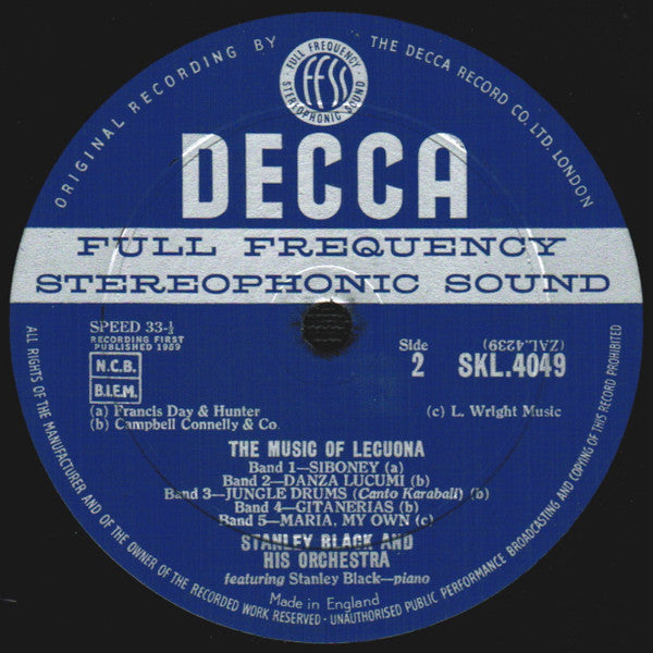 Stanley Black & His Orchestra : Music Of Lecuona (LP)
