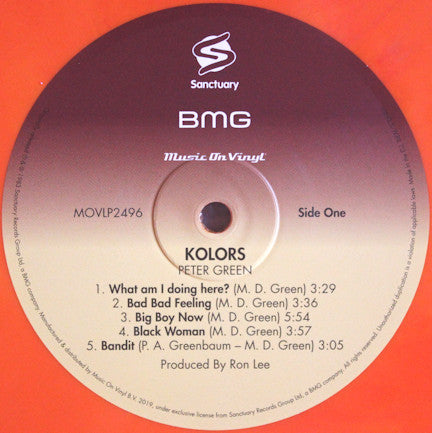 Peter Green (2) : Kolors (LP, Album, Ltd, Num, RE, Sun)
