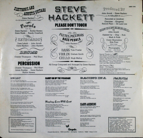 Steve Hackett : Please Don't Touch! (LP, Album, San)