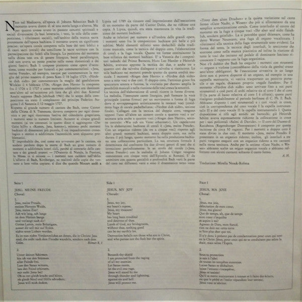 Johann Sebastian Bach, Regensburger Domspatzen, Hanns-Martin Schneidt : Motetten (Jesu, Meine Freude • Signet Dem Herrn Ein Neues Lied • Fürchte Dich Nicht) (LP)