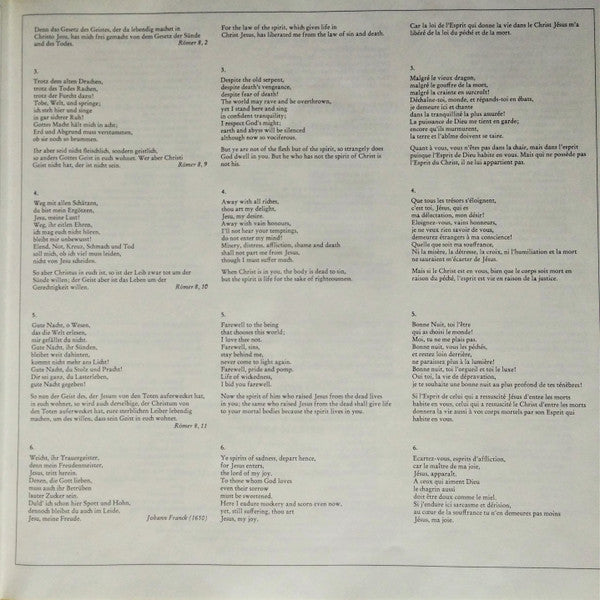 Johann Sebastian Bach, Regensburger Domspatzen, Hanns-Martin Schneidt : Motetten (Jesu, Meine Freude • Signet Dem Herrn Ein Neues Lied • Fürchte Dich Nicht) (LP)