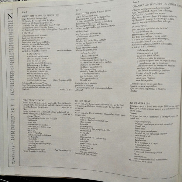 Johann Sebastian Bach, Regensburger Domspatzen, Hanns-Martin Schneidt : Motetten (Jesu, Meine Freude • Signet Dem Herrn Ein Neues Lied • Fürchte Dich Nicht) (LP)