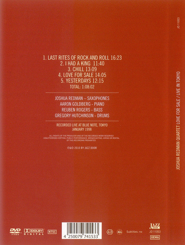 Joshua Redman Quartet : Love For Sale / Live In Tokyo (DVD-V, NTSC)