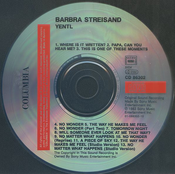 Barbra Streisand : Yentl (Original Motion Picture Soundtrack) (CD, Album)