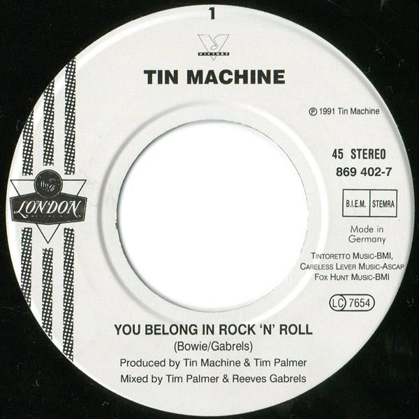 Tin Machine : You Belong In Rock N' Roll (7", Single)