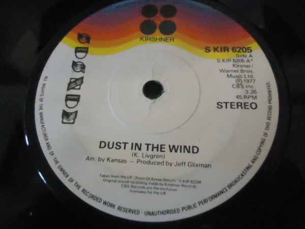 Kansas (2) : Dust In The Wind (7", Single, Sol)