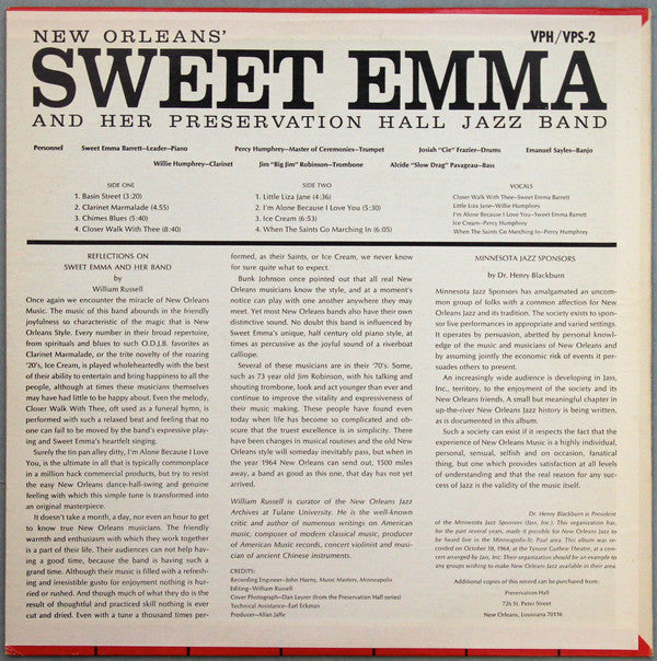 Emma Barrett And Her Preservation Hall Jazz Band : New Orleans' Sweet Emma And Her Preservation Hall Jazz Band (LP, Album, RE, Kee)