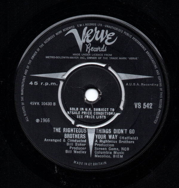 The Righteous Brothers : Go Ahead And Cry (7", Single)