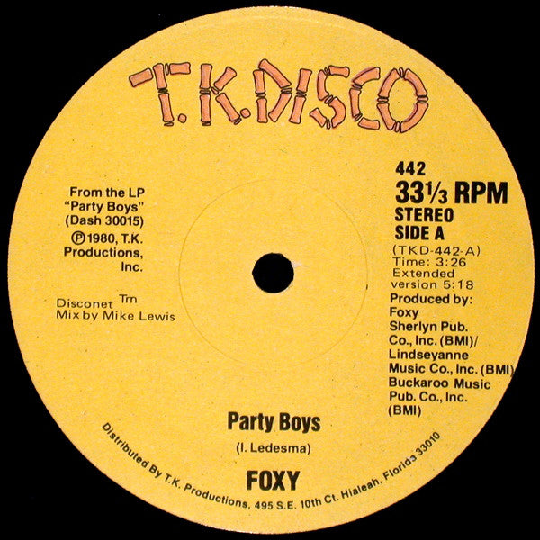 Foxy : Party Boys (12")