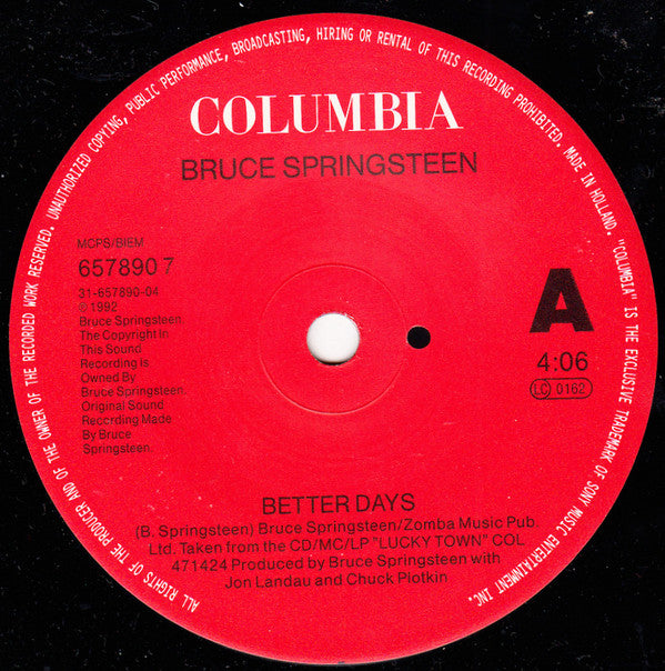 Bruce Springsteen : Better Days (7", Single, Sma)