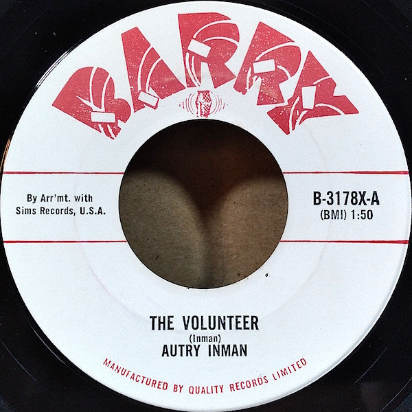 Autry Inman : The Volunteer (7", Single, Mono)