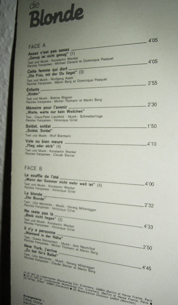 Marén Berg : Die Blonde (LP, Album)