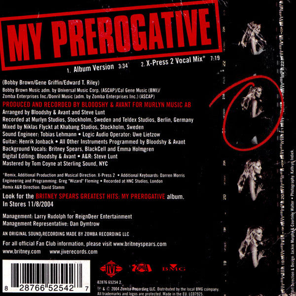 Britney Spears : My Prerogative (CD, Single, Car)