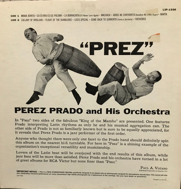 Perez Prado And His Orchestra : "Prez" (LP, Album)