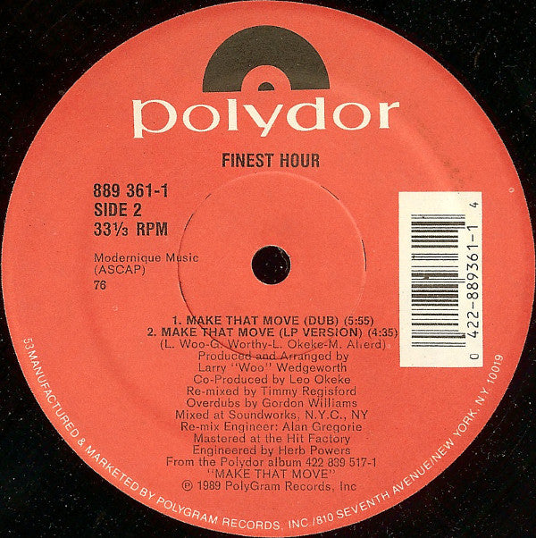 Finest Hour : Make That Move (12", Single)