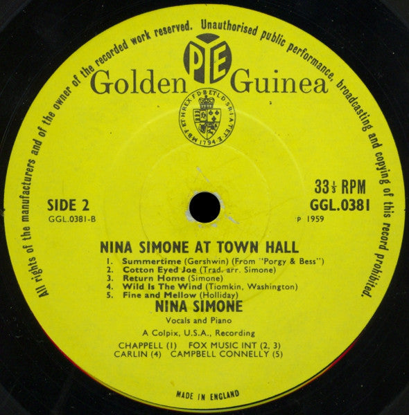 Nina Simone : Nina Simone At Town Hall (LP, Album, Mono, RE)