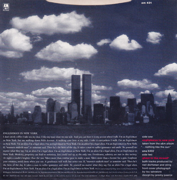 Sting : Englishman In New York (7", Single, Sil)