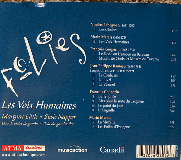 Les Voix Humaines, Margaret Little, Susie Napper : Folies (CD, Album)