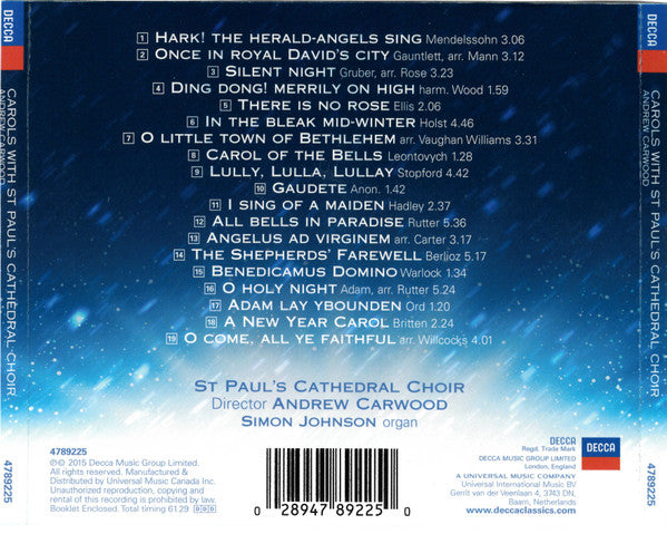 St. Paul's Cathedral Choir, Andrew Carwood : Carols With St Paul's Cathedral Choir (CD, Album)
