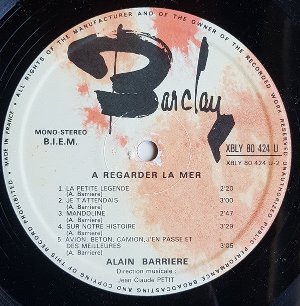 Alain Barrière : À Regarder La Mer (LP, Album)
