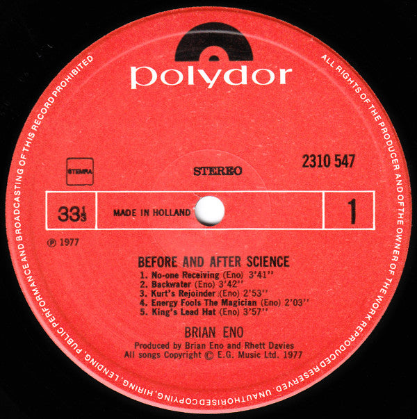 Brian Eno : Before And After Science (LP, Album)