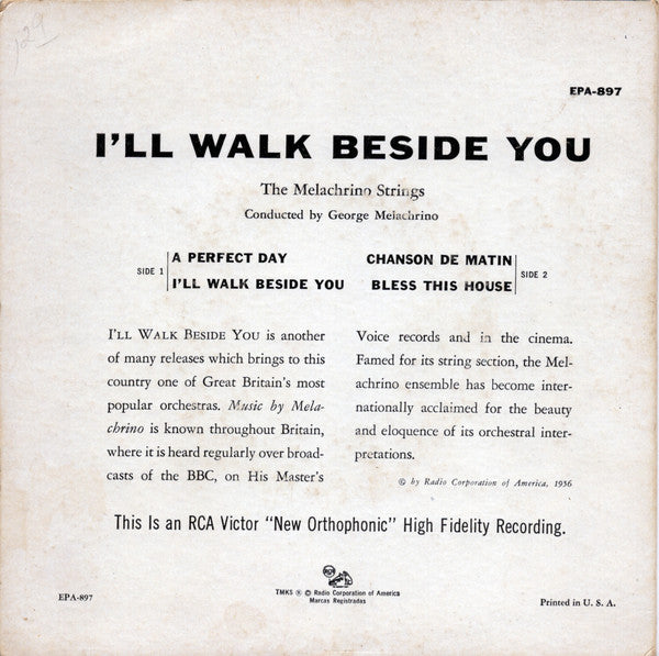 The Melachrino Strings : I'll Walk Beside You (7", EP)