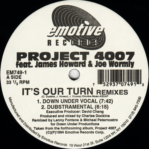 Project 4007 Feat. James Howard & Joe Wormly : It's Our Turn (Remixes) (2x12", Ltd)