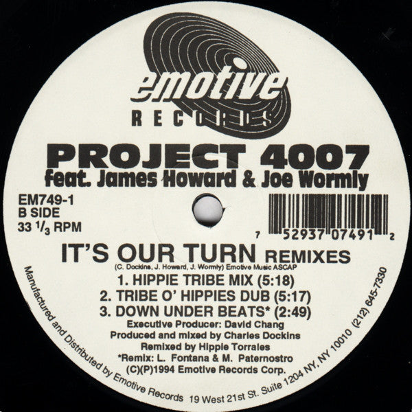 Project 4007 Feat. James Howard & Joe Wormly : It's Our Turn (Remixes) (2x12", Ltd)