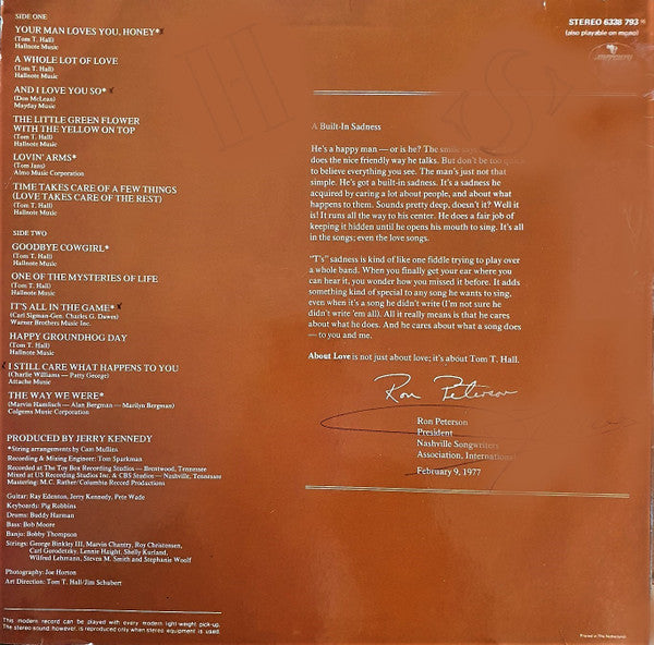 Tom T. Hall : About Love (LP)