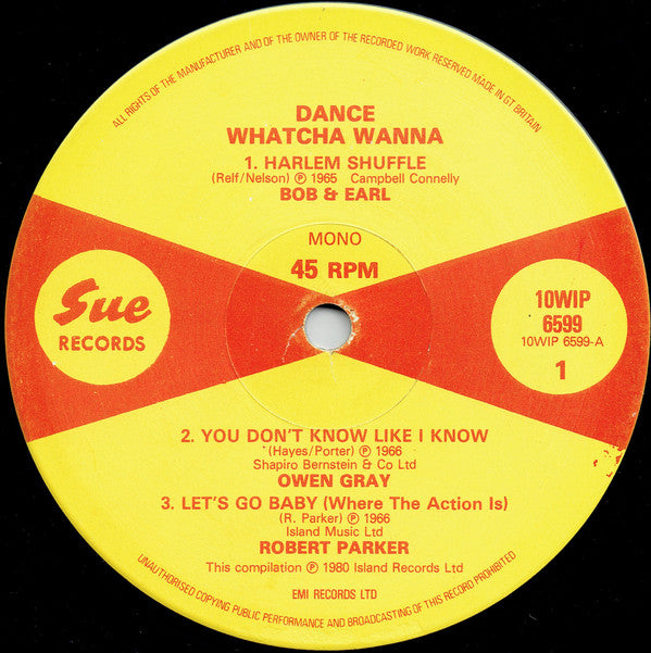 Various : Dance Whatcha Wanna (10", Comp, Mono)