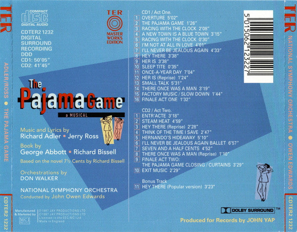 Judy Kaye, Ron Raines, Kim Criswell, Avery Saltzman, Brookes Almy, The National Symphony Orchestra, John Owen Edwards, David Green (15) : The Pajama Game (First Complete Recording) (2xCD, Album, Mas)