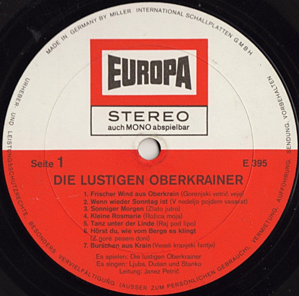 Die Lustigen Oberkrainer : Die Lustigen Oberkrainer (LP, Album)
