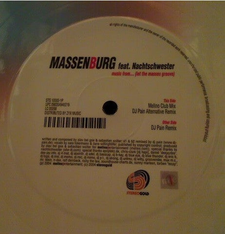Massenburg Feat. Nachtschwester : Music From... (Let The Masses Groove) (12", Pic)