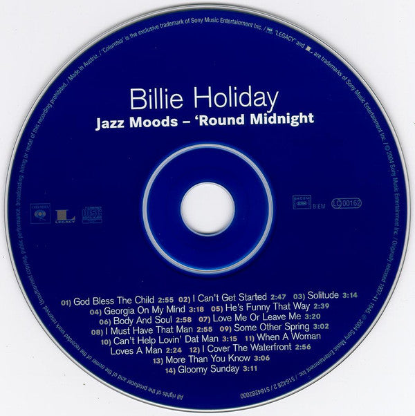Billie Holiday : Jazz Moods - 'Round Midnight (CD, Comp)