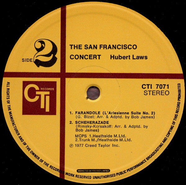 Hubert Laws : The San Francisco Concert (LP, Album)