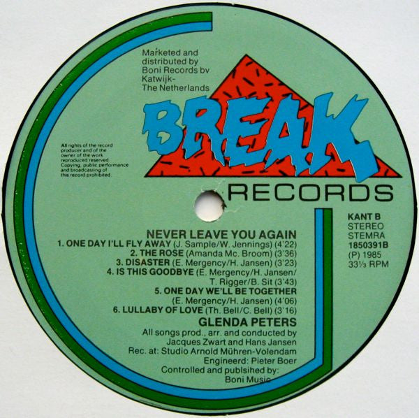 Glenda Peters : Never Leave You Again (LP, Album)