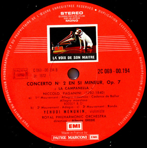 Niccolò Paganini, Yehudi Menuhin : Deux Concertos (LP, RE, Gat)