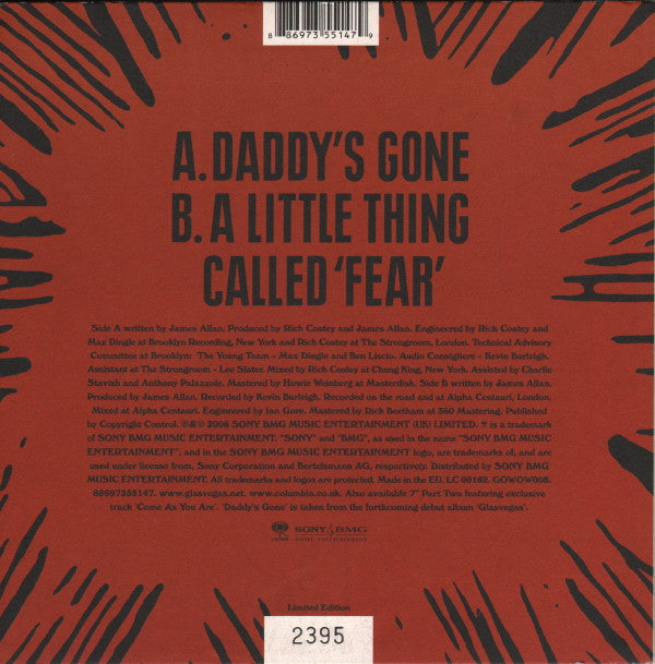 Glasvegas : Daddy's Gone (7", Single, Ltd, Num, 1/2)