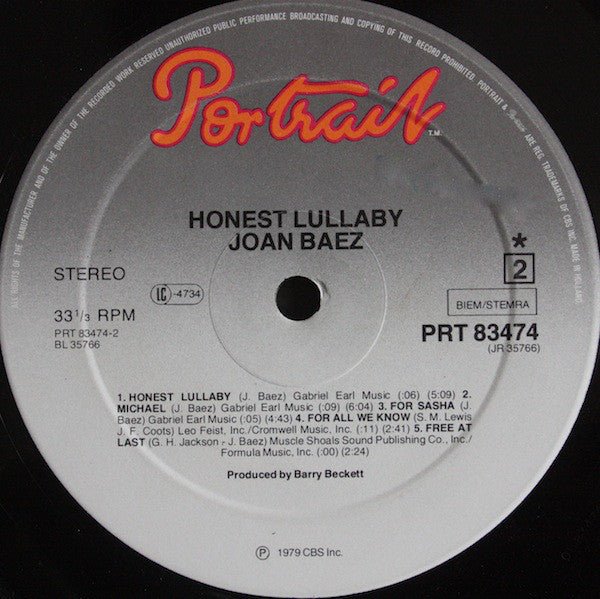 Joan Baez : Honest Lullaby (LP, Album)