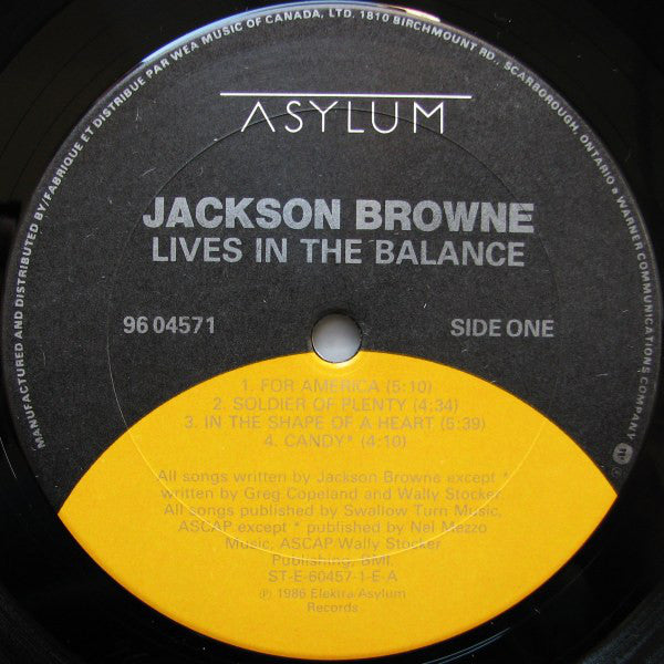 Jackson Browne : Lives In The Balance (LP, Album)