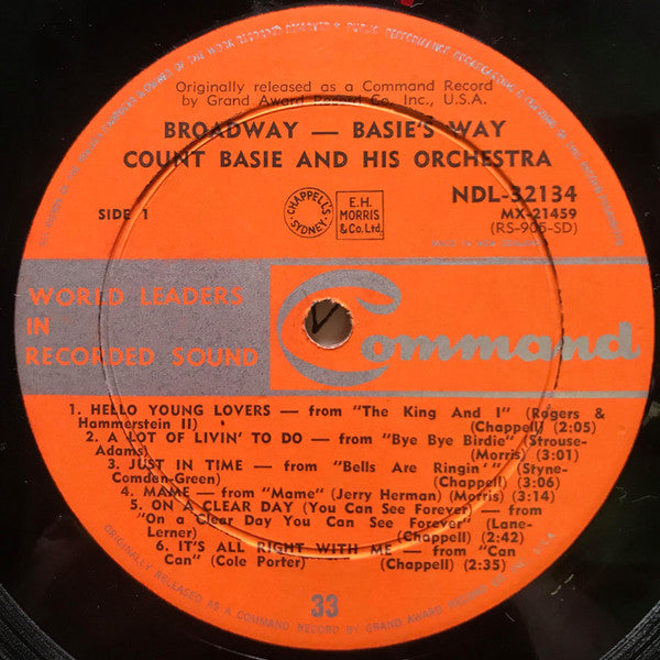 Count Basie Orchestra : Broadway Basie's...Way (LP, Album, Mono)