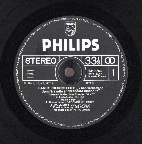 Various : Sandy Presenteert: Ik Ben Verliefd Op John Travolta En 13 Andere Disco-Hits (LP, Comp)