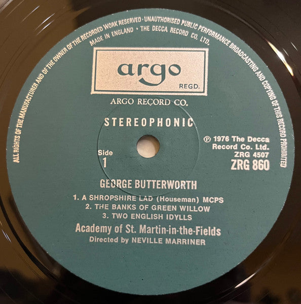 Butterworth* / Britten*, The Academy Of St. Martin-in-the-Fields, Neville Marriner* : A Shropshire Lad • Two English Idylls / The Banks Of Green Willow / Variations On A Theme Of Frank Bridge (LP)